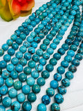 Turquoise Round Beads 8mm Size - 100 % Genuine Stone , Length in 15 Inch , American Turquoise Round Beads