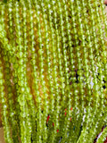 Peridot faceted 4MM Round ,Length 16" Micro faceted round beads. Top Quality faceted