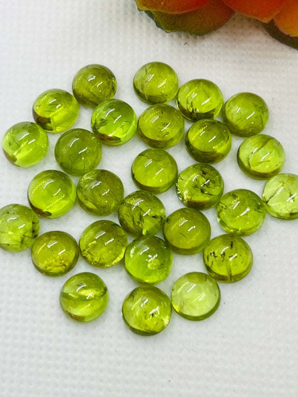 9MM Peridot Round Cabs , pack of 1 Pc. Natural Peridot cabochon, loose gemstone cab.