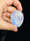 Moonstone Cabochon 50X38MM  Blue Flash Code D2 Natural Rainbow Moonstone Cabochon Weight 30.3-gm AAA . Moonstone Cabs