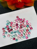 Tourmaline cabs 4MM Multi Color Cabochon ,Tourmaline gemstone loose cabs , Tourmaline cabs , Pack of 4 Pcs, AAA Quality