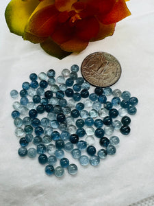 Aquamarine 4MM Round Cabs- Aquamarine cabochon Pack of 6 Pcs Good Quality cabs- Blue Aquamarine, origin Nigeria