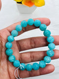 Amazonite carving 10MM Round Beaded Bracelet . Length in 7.5 Inch Stretch Bracelet, Amazonite carved Bracelet-