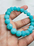 Amazonite carving 10MM Round Beaded Bracelet . Length in 7.5 Inch Stretch Bracelet, Amazonite carved Bracelet-