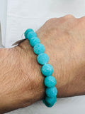 Amazonite carving 10MM Round Beaded Bracelet . Length in 7.5 Inch Stretch Bracelet, Amazonite carved Bracelet-