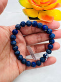 Lapis carving Bracelet 8MM Beautiful Blue Bracelet, Natural Lapis Round Beaded Bracelet , Gemstone carving beads