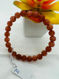 Sunstone carving Bracelet 8 mm size-- Sunstone carved Round Bracelet -Natural Sunstone Beaded Bracelet - Length 7.5 Inch in Stretchable Cord