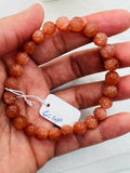 Sunstone carving Bracelet 8 mm size-- Sunstone carved Round Bracelet -Natural Sunstone Beaded Bracelet - Length 7.5 Inch in Stretchable Cord