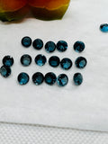London Blue Topaz 6MM Faceted Round - AAA Quality - Pack 2 Piece - Natural London Blue Topaz Stone - Loose gemstone