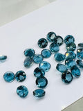 London Blue Topaz 4MM Faceted Round - AAA Quality - Pack 2 Piece - Natural London Blue Topaz Stone - Loose gemstone