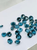 London Blue Topaz 4MM Faceted Round  -  AAA Quality  - Pack 2 Piece -  Natural London Blue Topaz Stone -  Loose gemstone