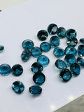 London Blue Topaz 4MM Faceted Round - AAA Quality - Pack 2 Piece - Natural London Blue Topaz Stone - Loose gemstone