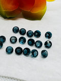 London Blue Topaz 4MM Faceted Round - AAA Quality - Pack 2 Piece - Natural London Blue Topaz Stone - Loose gemstone