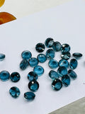 London Blue Topaz 4MM Faceted Round - AAA Quality - Pack 2 Piece - Natural London Blue Topaz Stone - Loose gemstone