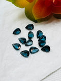 Blue Topaz Faceted Pear - 5X7-8 mm Size -  AAA Quality  - Pack 2 Piece -  Natural London Blue Topaz Stone -  Loose gemstone