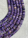 Charoite Roundel 10MM Beads  Length 16" • Charoite roundel Beads • 100% Natural Charoite Beads, origin Russia, Quality AAA