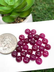 Natural Ruby Cabochon 7 mm Size -Pack of 2 Pieces - AAA Quality-  Origin Tanzania- Ruby Round Cabs- Natural Ruby Stones