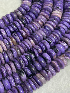 Charoite Roundel 12MM Beads  Length 16" • Charoite roundel Beads • 100% Natural Charoite Beads, origin Russia, Quality AAA