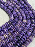 Charoite Roundel 12MM Beads  Length 16" • Charoite roundel Beads • 100% Natural Charoite Beads, origin Russia, Quality AAA