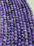 Charoite Round Beads- 8MM Size- Length 40 cm - AAA Quality - Gemstone Beads - Charoite Beads Origin Russia