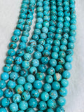 Turquoise Round 8MM Beads , 100 % Genuine Stone , Length in 15 Inch , American Turquoise Round Beads