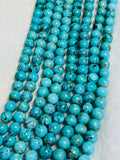 Turquoise Round 8MM Beads , 100 % Genuine Stone , Length in 15 Inch , American Turquoise Round Beads