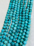 Turquoise Round Beads 8mm Size 100 % Genuine Stone , Length in 15 Inch , American Turquoise Round Beads