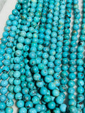 Turquoise Round Beads 8mm Size 100 % Genuine Stone , Length in 15 Inch , American Turquoise Round Beads