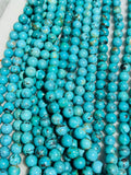 Turquoise Round 8MM Beads , 100 % Genuine Stone , Length in 15 Inch , American Turquoise Round Beads