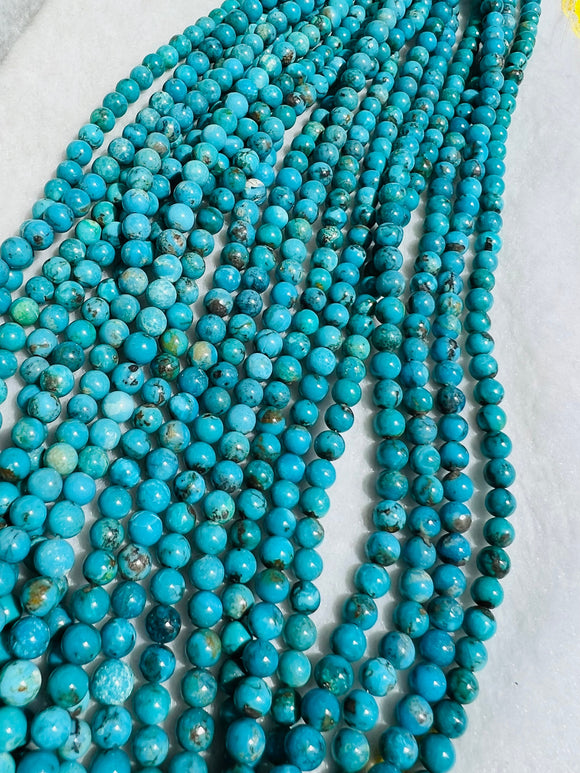 Turquoise Round 6MM Beads , 100 % Genuine Stone , Length in 16 Inch, Turquoise Round Beads