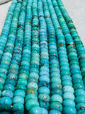 Turquoise Smooth 8mm Roundel shape (blue +green ),genuine Turquoise beads, Length 16" Grade AAA,  Natural Gemstone