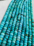 Turquoise  Roundel Beads 8 mm (blue +green ),genuine Turquoise beads, Length 16" Grade AAA,  Natural Gemstone