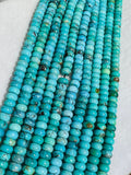 Turquoise Smooth 8mm Roundel shape (blue +green ),genuine Turquoise beads, Length 16" Grade AAA,  Natural Gemstone