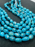 Turquoise nugget shape,Size 8X12MM approx, genuine Blue Turquoise beads, Length 16" , tumble shape, American Turquoise .