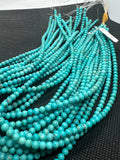 Turquoise Round 4MM Beads , 100 % Genuine Stone , Length in 16 Inch, Turquoise Round Blue+green, AA quality in color