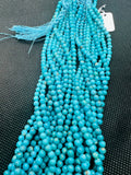 Turquoise Round 4MM Beads , 100 % Genuine Stone , Length in 16 Inch, Turquoise Round Blue AAA quality in color