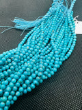 Turquoise Round 4MM Beads , 100 % Genuine Stone , Length in 16 Inch, Turquoise Round Blue AAA quality in color