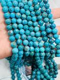 Turquoise Round Beads 8mm Size - 100 % Genuine Stone , Length in 15 Inch , American Turquoise Round Beads