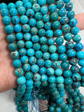 Turquoise Round Beads 8mm Size - 100 % Genuine Stone , Length in 15 Inch , American Turquoise Round Beads