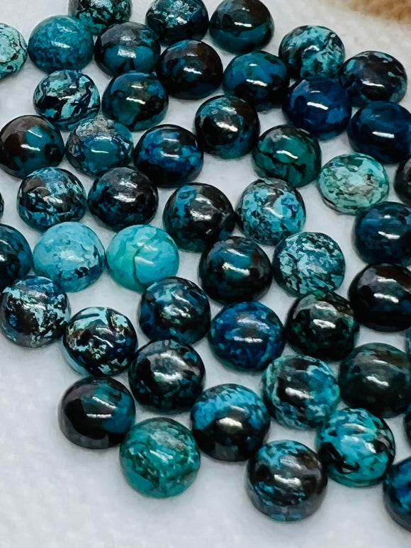 6MM Chrysocolla Round cabochon , (pack of 5 Pc)natural chrysocolla cabs. gemstone cabs. AAA quality cabs.