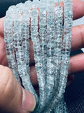 Aquamarine Faceted Heishi, 5MM size, tyre shape beads, Length 16” AAA Quality- Blue Aquamarine Faceted Wheel shape Beads