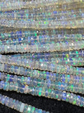 Ethiopian Opal Faceted HeishiBeads 3.5-7 mm size, 16 Inch Strand, Superb Quality, Approx 70 carat strand .Origin Ethiopia, Video available.