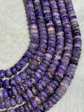 Charoite Roundel 10MM Beads  Length 16" • Charoite roundel Beads • 100% Natural Charoite Beads, origin Russia, Quality AAA