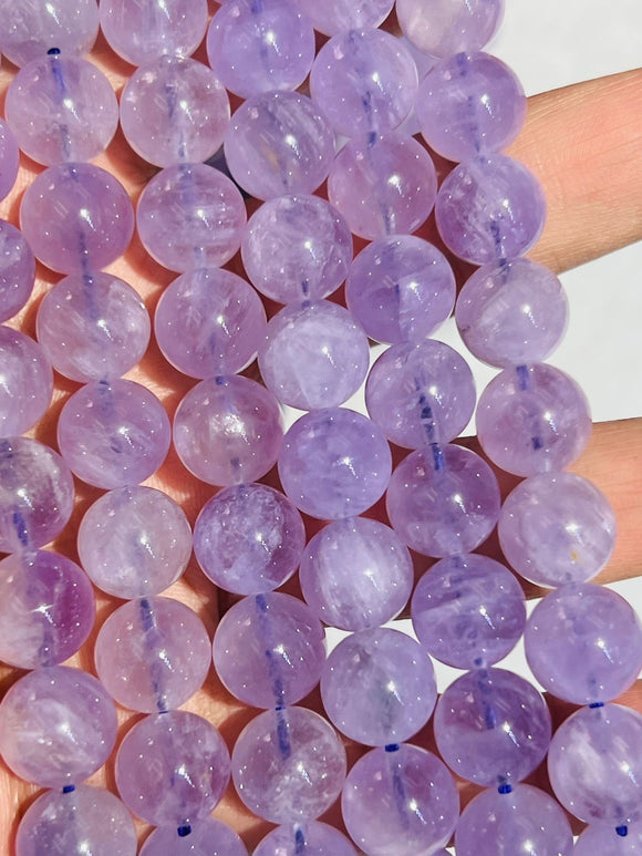 Lavender Amethyst 10MM  Round Beads, -light Purple Color Beads- Good Quality Length 15.5 Inch, Origin Brazil.