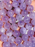 Lavender Amethyst 12MM Round Beads, -light Purple Color Beads- Good Quality Length 15.5 Inch, Origin Brazil.