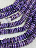 Charoite Roundel 12MM Beads  Length 16" • Charoite roundel Beads • 100% Natural Charoite Beads, origin Russia, Quality AAA