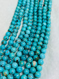 Turquoise Round 8MM Beads , 100 % Genuine Stone , Length in 15 Inch , American Turquoise Round Beads