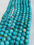 Turquoise Round Beads 8mm Size 100 % Genuine Stone , Length in 15 Inch , American Turquoise Round Beads