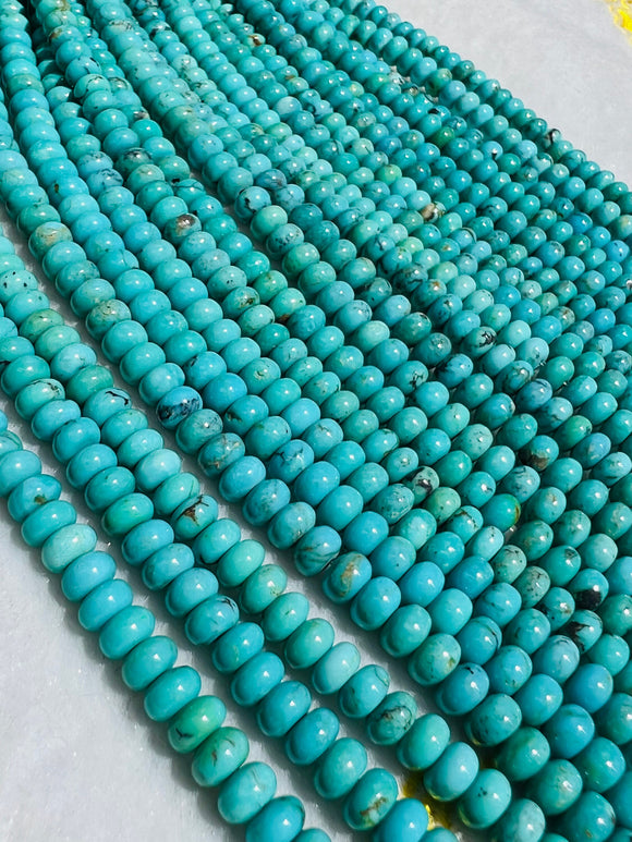 Turquoise Smooth 5mm Roundel shape (blue +green ),genuine Turquoise beads, Length 16