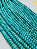 Turquoise Smooth 5mm Roundel shape (blue +green ),genuine Turquoise beads, Length 16" Grade AAA,  Natural Gemstone